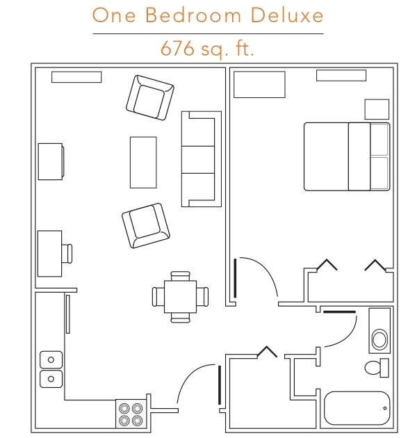 Floorplan One Bedroom Deluxe Park-Place-Senior-Living-Hendersonville-Tennessee-One-Bedroom-Deluxe