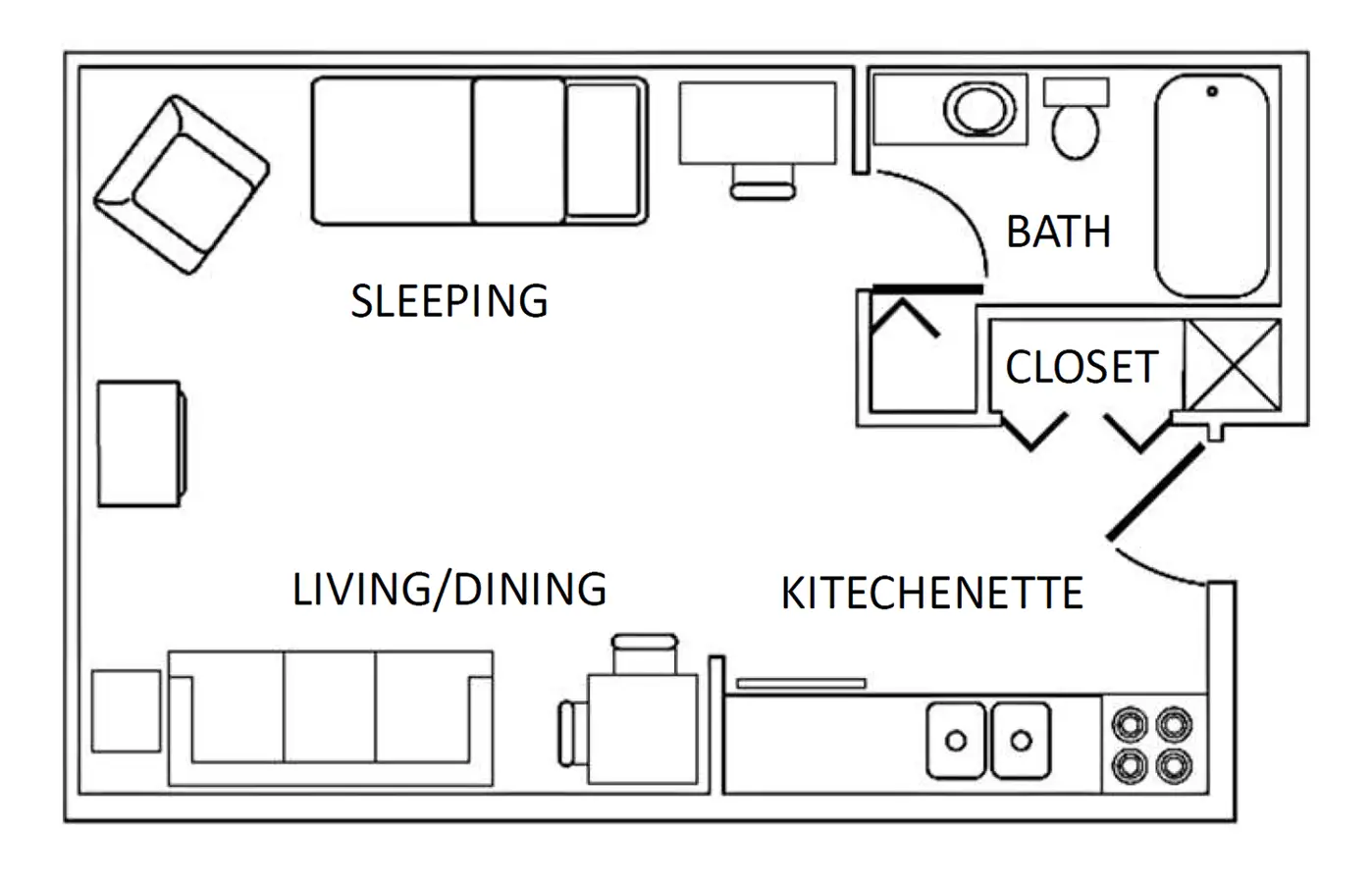 392 Square Foot Floor Plan Independent-Living-Park-Place-Retirement-392-Square-Foot-Floor-Plan