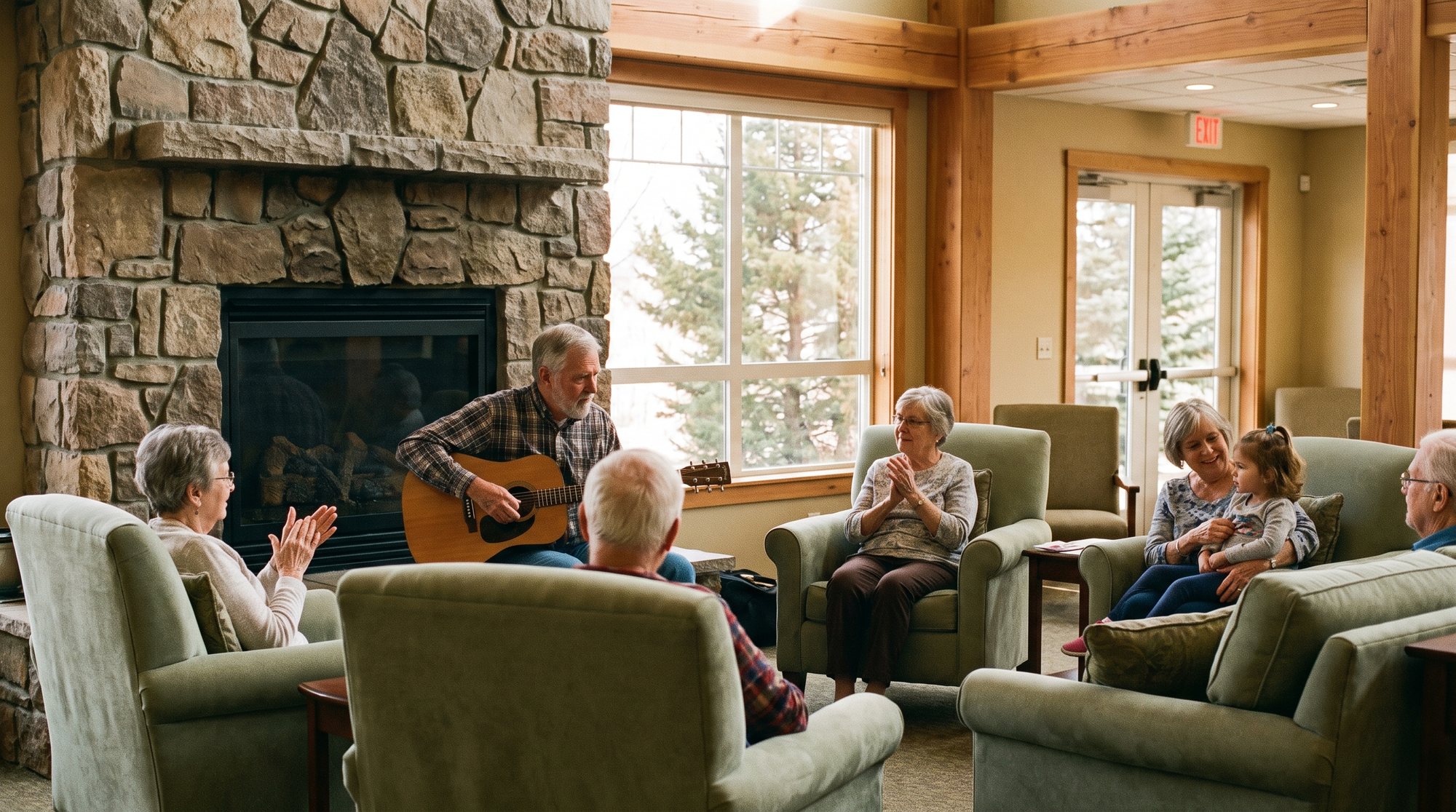 Friday music hour in the Grovepoint great room Friday music hour in the Grovepoint great room